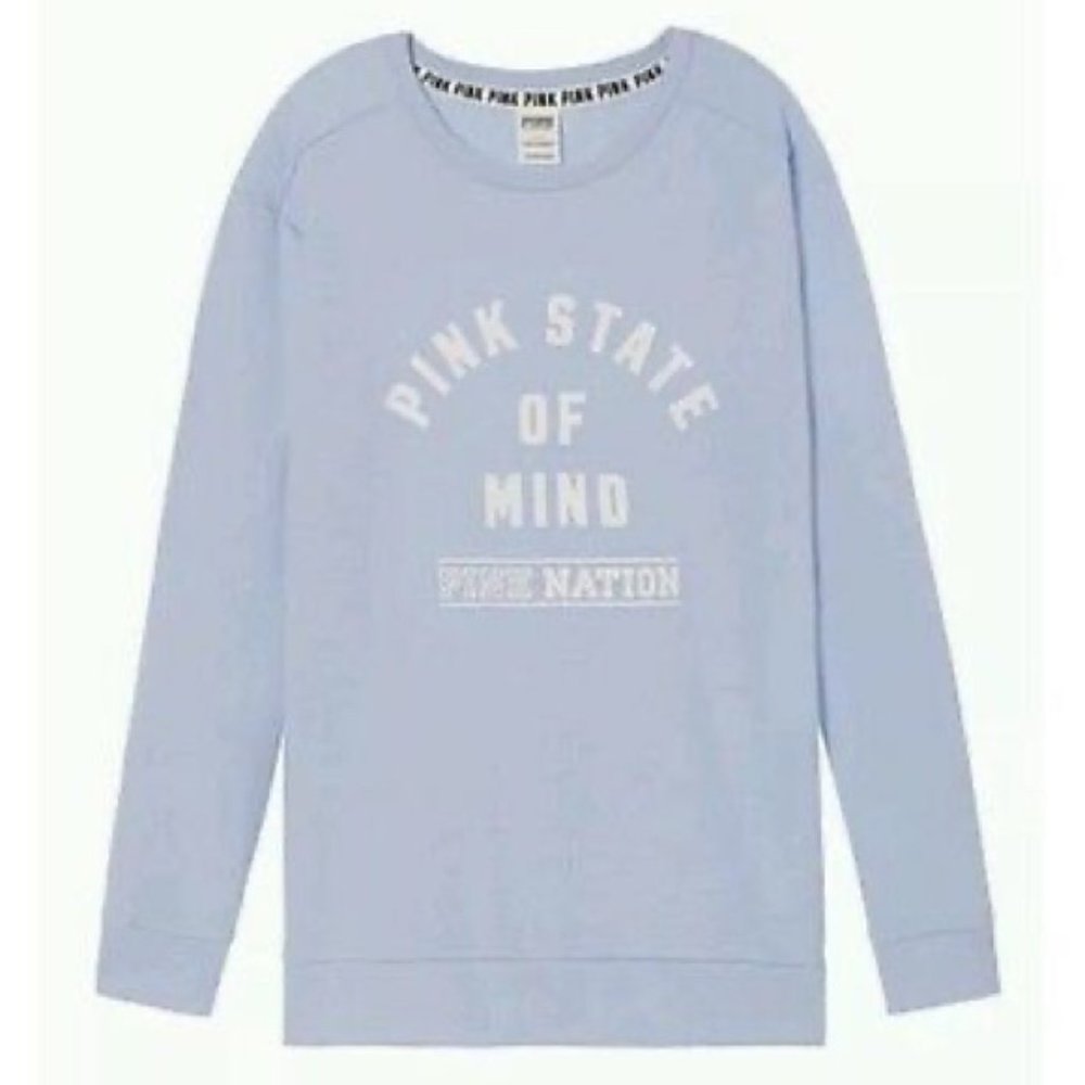 VS PINK Blue Campus Crew Pullover